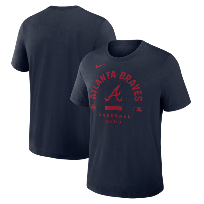 Men's Navy Atlanta Braves Collection Early Work Tri-Blend Dri-FIT T-Shirt